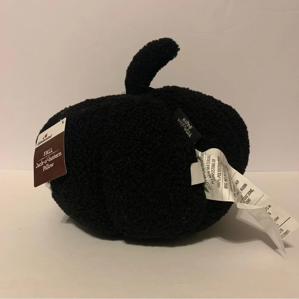 NWT. WAY TO CELEBRATE Black Plush Pumpkin Pillow